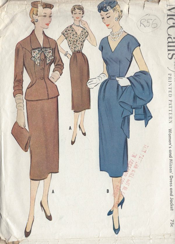 1954-Vintage-Sewing-Pattern-B34-DRESS-JACKET-R56-251172274136