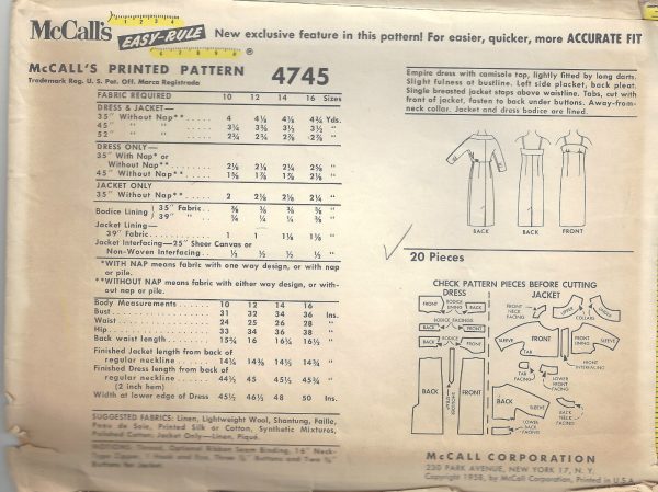 1956-Vintage-Sewing-Pattern-B36-DRESS-JACKET-1567-262257058836-2