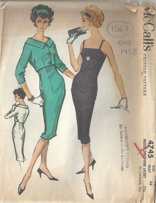 1956-Vintage-Sewing-Pattern-B36-DRESS-JACKET-1567-262257058836