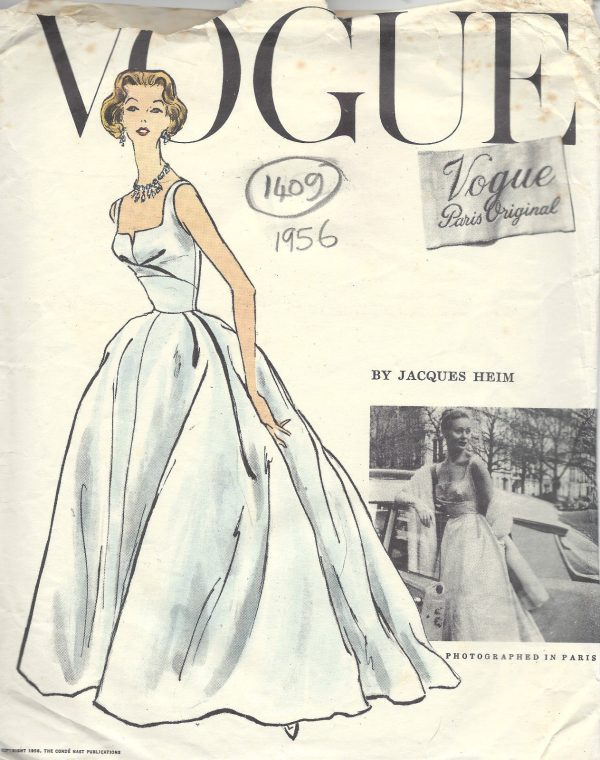 1956-Vintage-VOGUE-Sewing-Pattern-B36-DRESS-EVENING-GOWN-1409-By-JACQUES-HEIM-252423555306-2