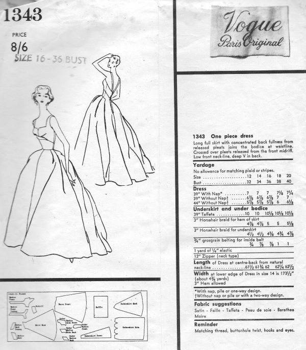 1956-Vintage-VOGUE-Sewing-Pattern-B36-DRESS-EVENING-GOWN-1409-By-JACQUES-HEIM-252423555306-3