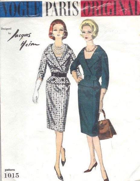1961-Vintage-VOGUE-Sewing-Pattern-B34-DRESS-1727-By-JACQUES-HEIM-262601098796