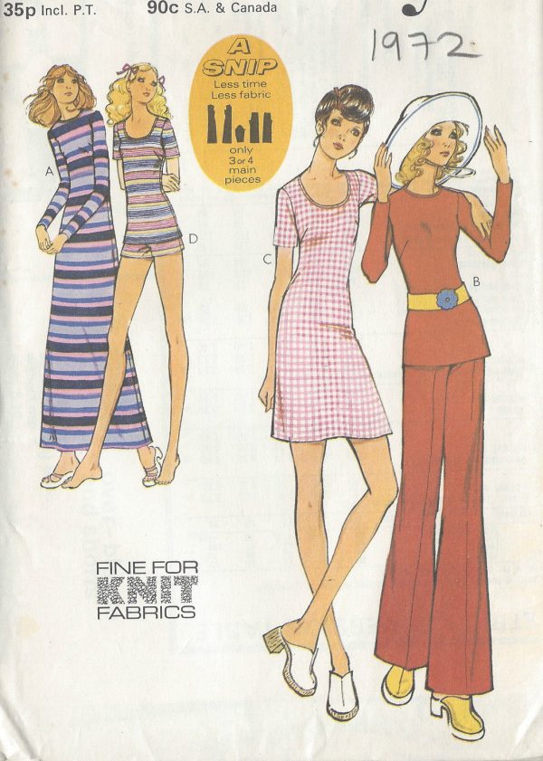 1972-Vintage-Sewing-Pattern-B36-W27-SHORTS-PANTS-DRESS-OVERBLOUSE-R746-251181740046