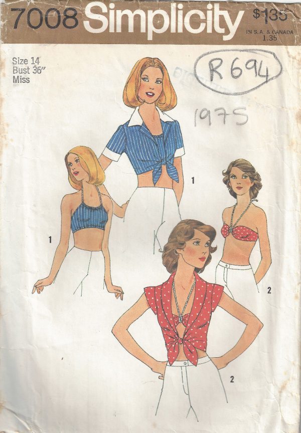 1975-Vintage-Sewing-Pattern-B36-TOP-HALTER-TOP-BRA-R694-251181604876