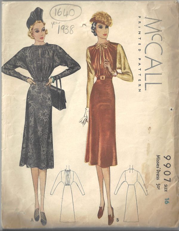 1938-Vintage-Sewing-Pattern-B34-DRESS-1640-252383665877