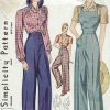 1940-Vintage-Sewing-Pattern-B32-W26-BLOUSE-TROUSERS-OVERALLS-1233-261645689707
