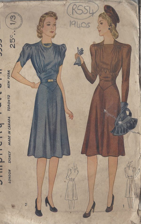 1940s-Vintage-Sewing-Pattern-DRESS-B32-R554-251150985027