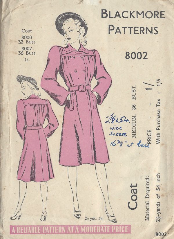 1940s-WW2-Vintage-Sewing-Pattern-B36-COAT-1082-261277993127