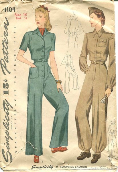 1942-Vintage-Sewing-Pattern-B34-W28-SLACK-SUIT-OVERALLS-1330-261601875337