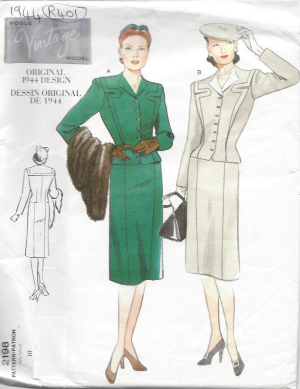1944-WW2-Vintage-VOGUE-Sewing-Pattern-B32-12-SKIRT-TOP-R401-251157407917