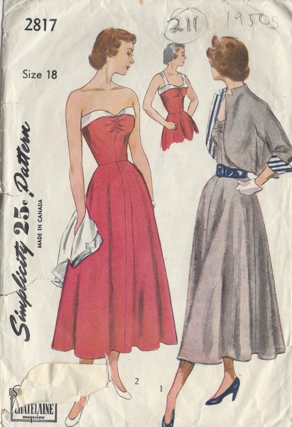 1949-Vintage-Sewing-Pattern-DRESS-BOLERO-B36-211-251146176347
