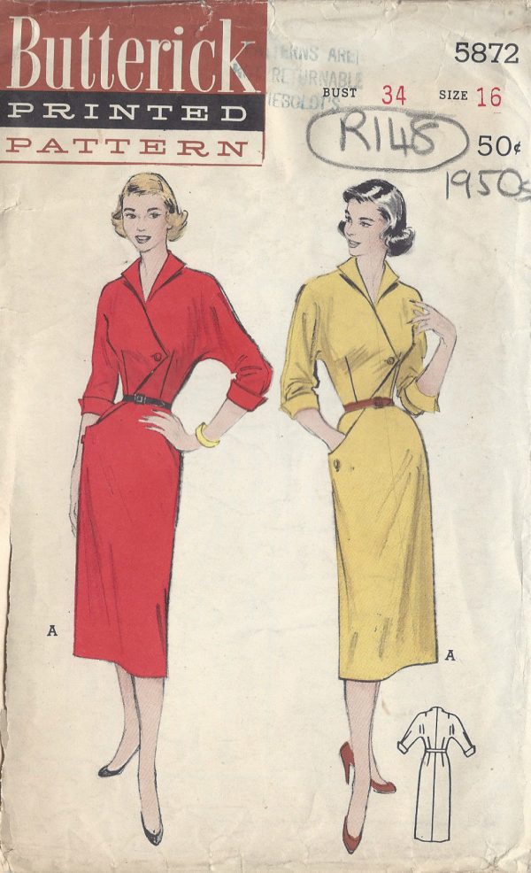 1950s-Vintage-Sewing-Pattern-B34-DRESS-R148-251144394567
