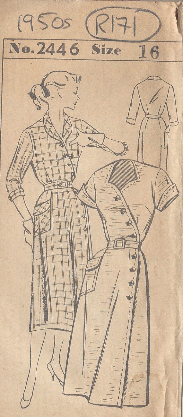 1950s-Vintage-Sewing-Pattern-B34-DRESS-R171-251163978537