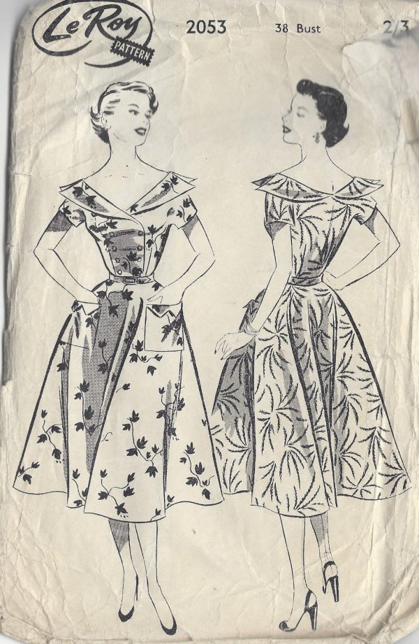 1950s-Vintage-Sewing-Pattern-B38-DRESS-1078-251331308257