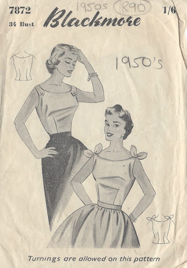 1950s-Vintage-Sewing-Pattern-BLOUSE-B34-R90-251144514077