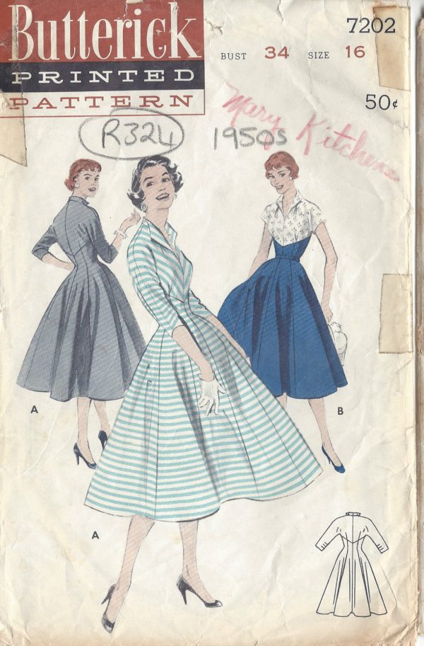 1950s-Vintage-Sewing-Pattern-DRESS-B34-R324-251143088077