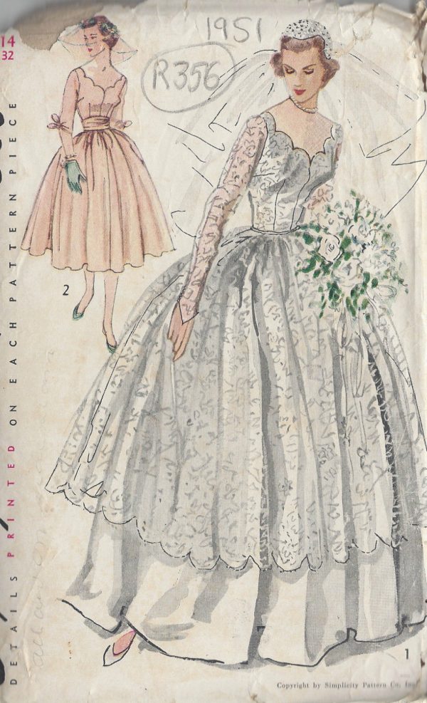 1951-Vintage-Sewing-Pattern-B32-WEDDING-DRESS-BRIDESMAID-DRESS-R356-251157958157