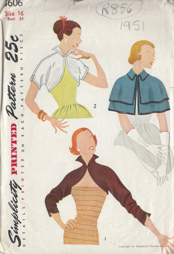 1951-Vintage-Sewing-Pattern-B34-CAPE-BOLERO-R856-261166260127