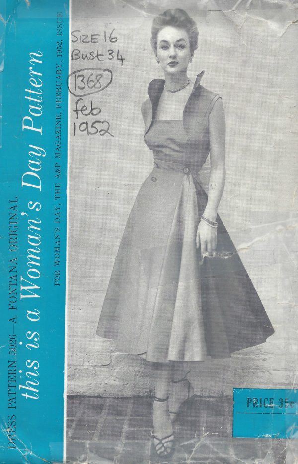 1952-Vintage-Sewing-Pattern-B34-DRESS-1368-By-Fontana-251774813097