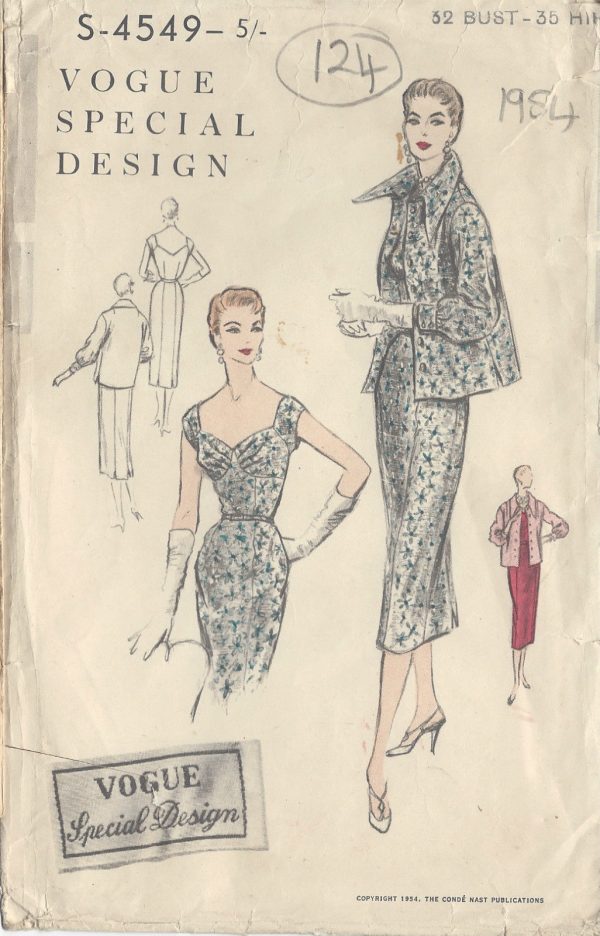 1954-Vintage-VOGUE-Sewing-Pattern-B32-DRESS-JACKET-124-251148181007