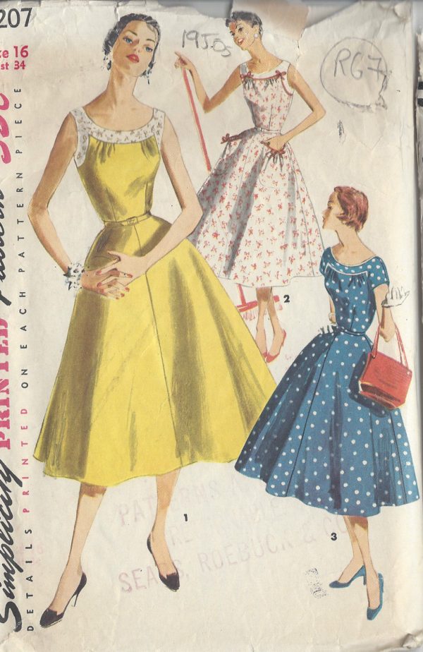 1955-Vintage-Sewing-Pattern-B34-DRESS-R67-251173237717