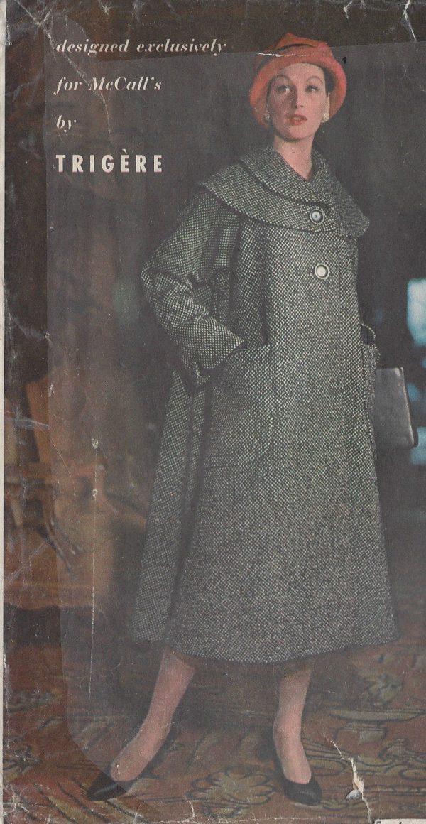 1956-Vintage-Sewing-Pattern-COAT-B36-96-By-Trigere-251149198277-2