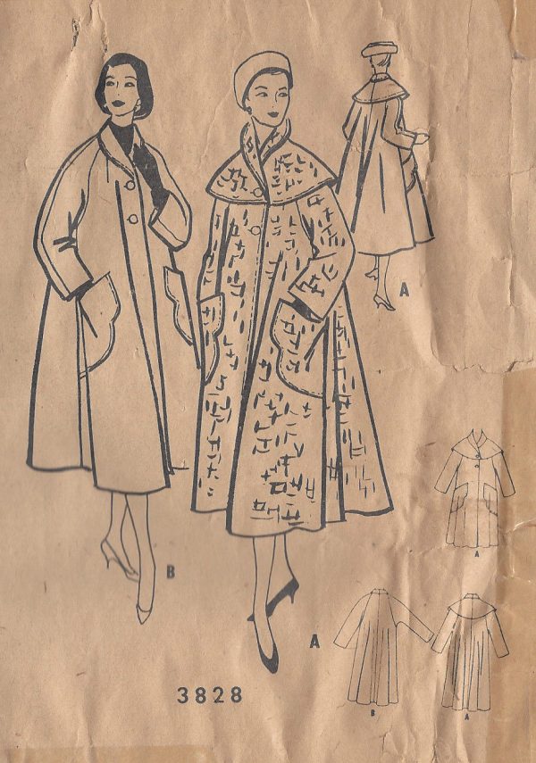 1956-Vintage-Sewing-Pattern-COAT-B36-96-By-Trigere-251149198277-3