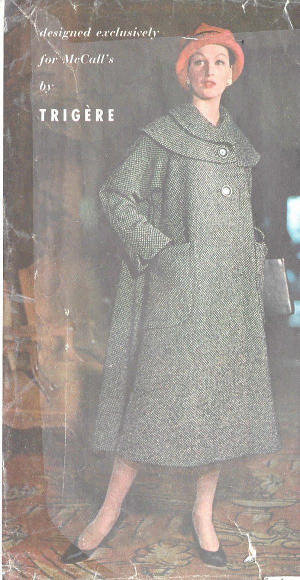 1956-Vintage-Sewing-Pattern-COAT-B36-96-By-Trigere-251149198277
