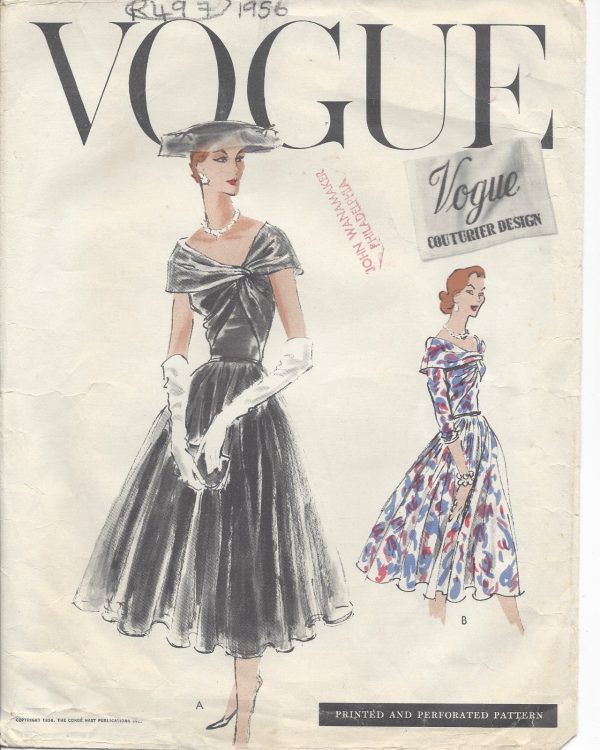 1956-Vintage-VOGUE-Sewing-Pattern-DRESS-B32-R497-251142509467