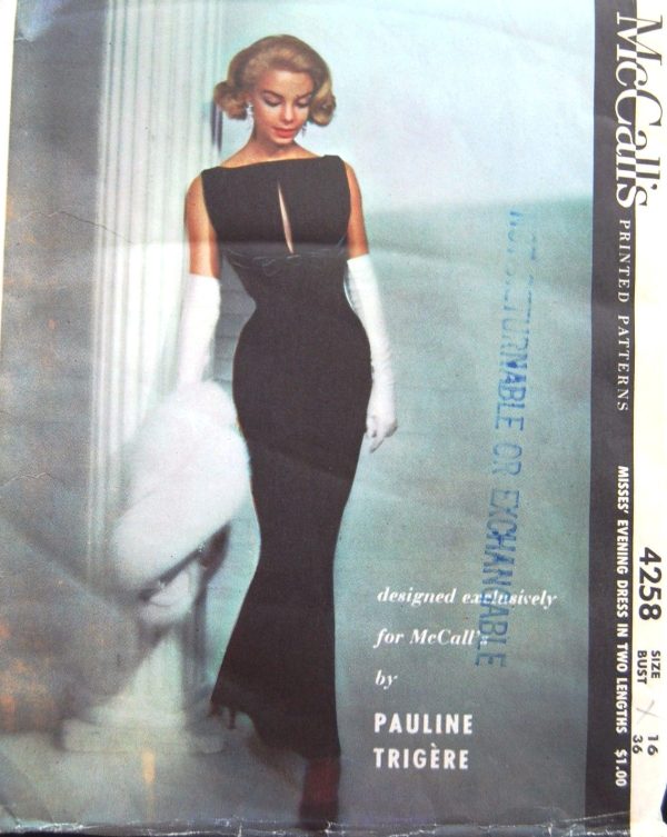 1957-Vintage-Sewing-Pattern-B36-EVENING-DRESS-1675-By-Pauline-Trigere-252438178447