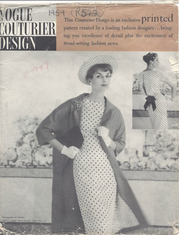 1959-Vintage-VOGUE-Sewing-Pattern-B32-COAT-DRESS-R572R-251354860907