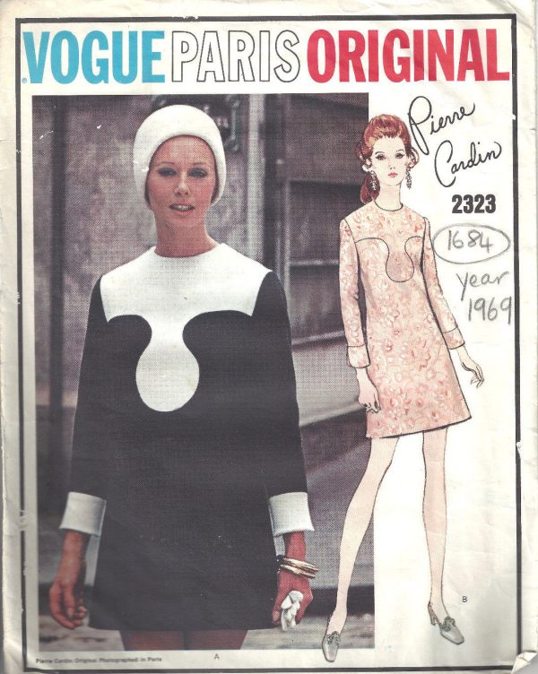 1969-Vintage-Sewing-Pattern-DRESS-B36-1684-By-Pierre-Cardin-252458788007