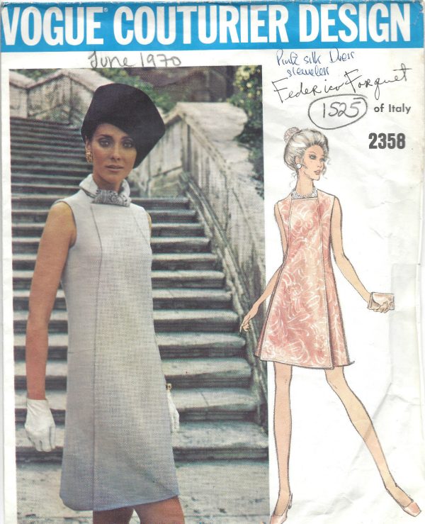 1970-Vintage-VOGUE-Sewing-Pattern-B38-DRESS-1525-By-ferderico-forquet-262075204467