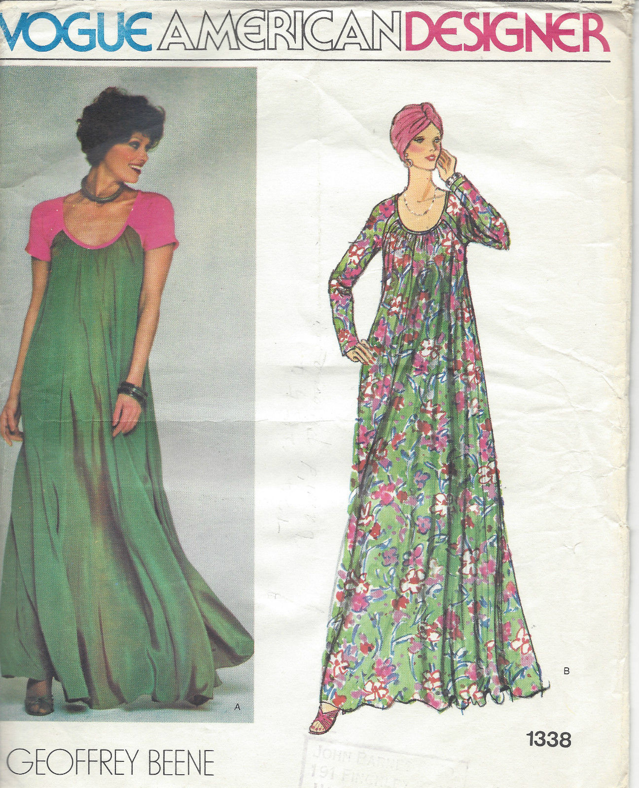 1970s Vintage VOGUE Sewing Pattern B34 EVENING DRESS (R905) By Geoffrey
