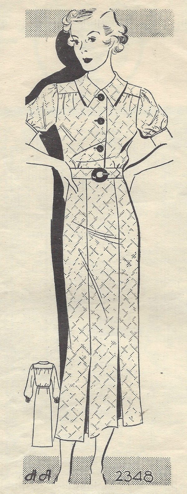 1930s-Vintage-Sewing-Pattern-B34-DRESS-1436-By-ANNE-ADAMS-261895352648