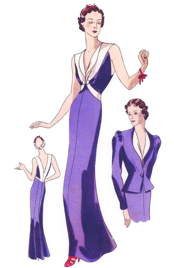 1939-VOGUE-Vintage-Sewing-Pattern-B34-EVENING-DRESS-JACKET-1026-251288979588-2