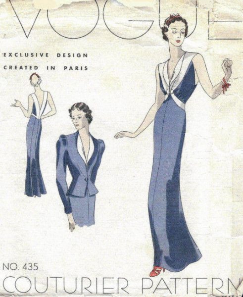 1939-VOGUE-Vintage-Sewing-Pattern-B34-EVENING-DRESS-JACKET-1026-251288979588