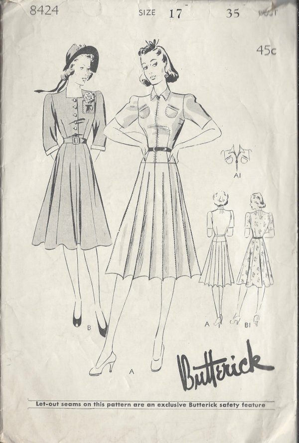 1940s-Vintage-Sewing-Pattern-B35-DRESS-15-251174197728
