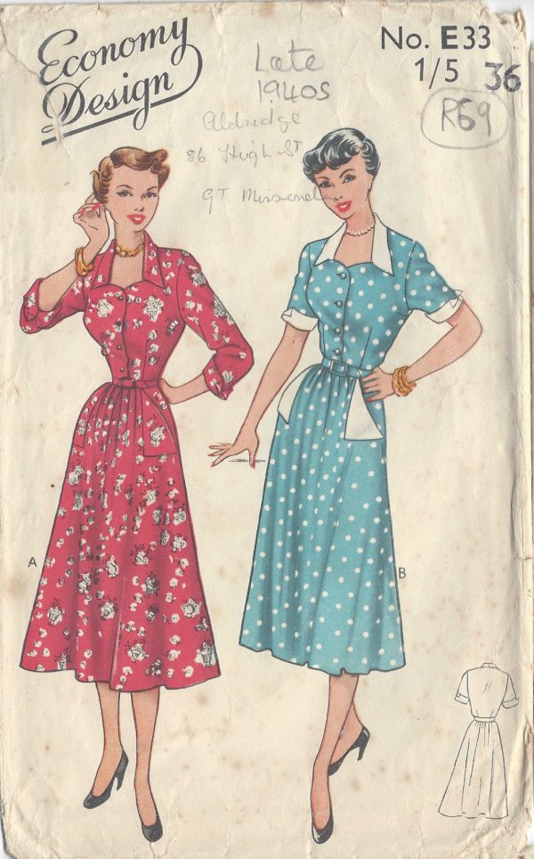 1940s Vintage Sewing Pattern DRESS B36