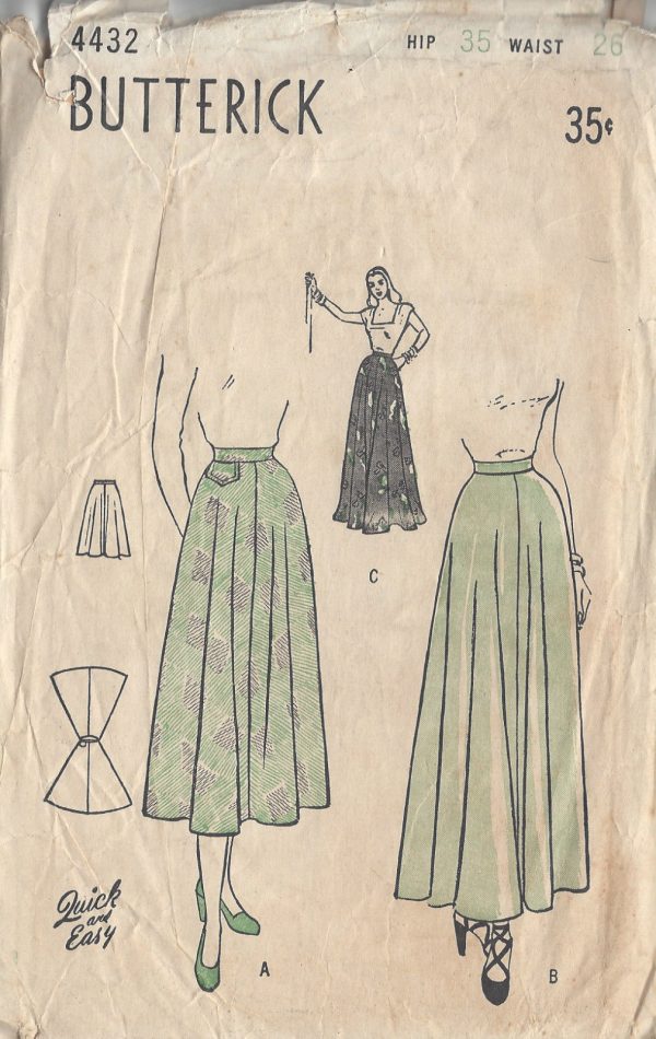 1940s-Vintage-Sewing-Pattern-SKIRT-W26-R607-251149608398