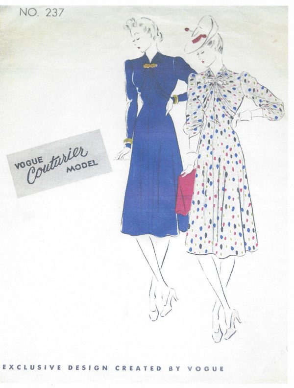 1940s-WW2-Vintage-VOGUE-Sewing-Pattern-B34-DRESS-1119-251353442598