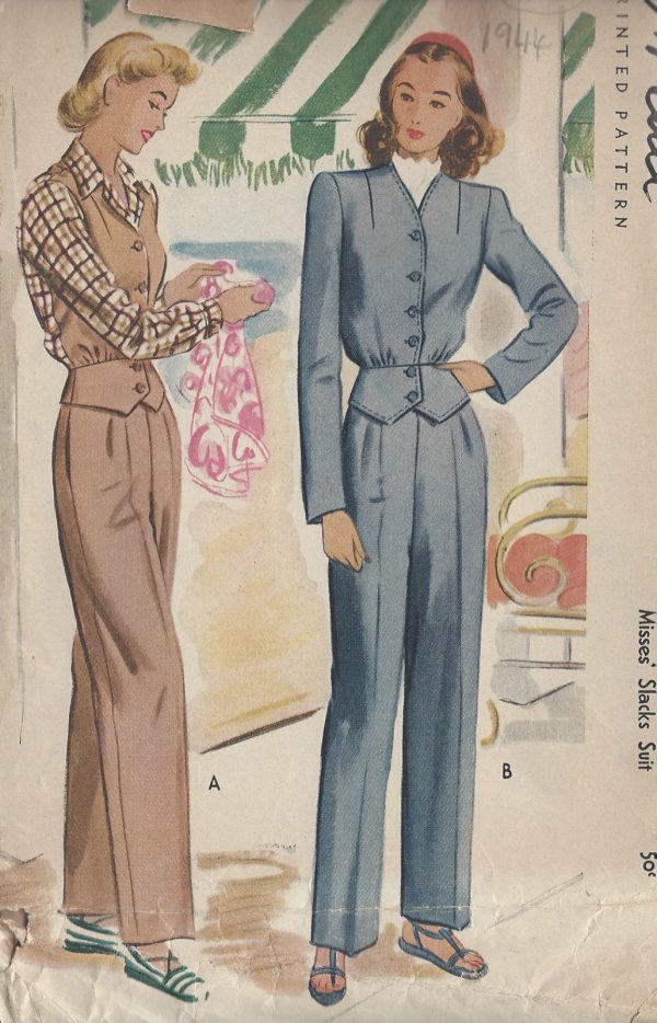 1944-Vintage-Sewing-Pattern-B30-W25-SUIT-TROUSERS-JACKET-105-251148611318
