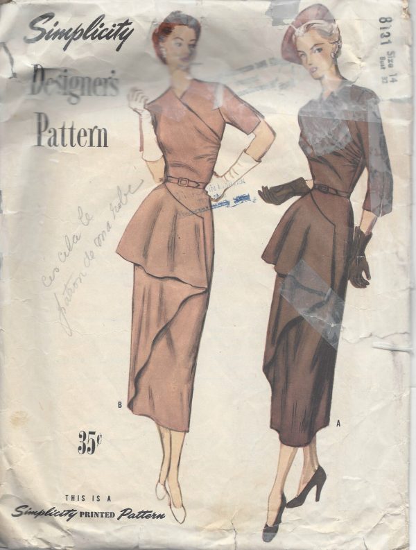 1949-Vintage-Sewing-Pattern-B32-DRESS-R888-261169868568