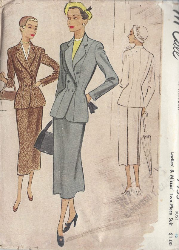 1950-Vintage-Sewing-Pattern-B42-SUIT-SKIRT-JACKET-R782-251188816088