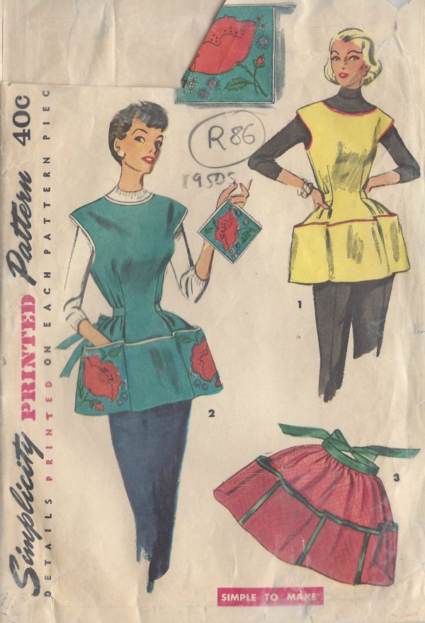 1950s-Vintage-Sewing-Pattern-APRON-B30-32-SMALL-R86-251145601078