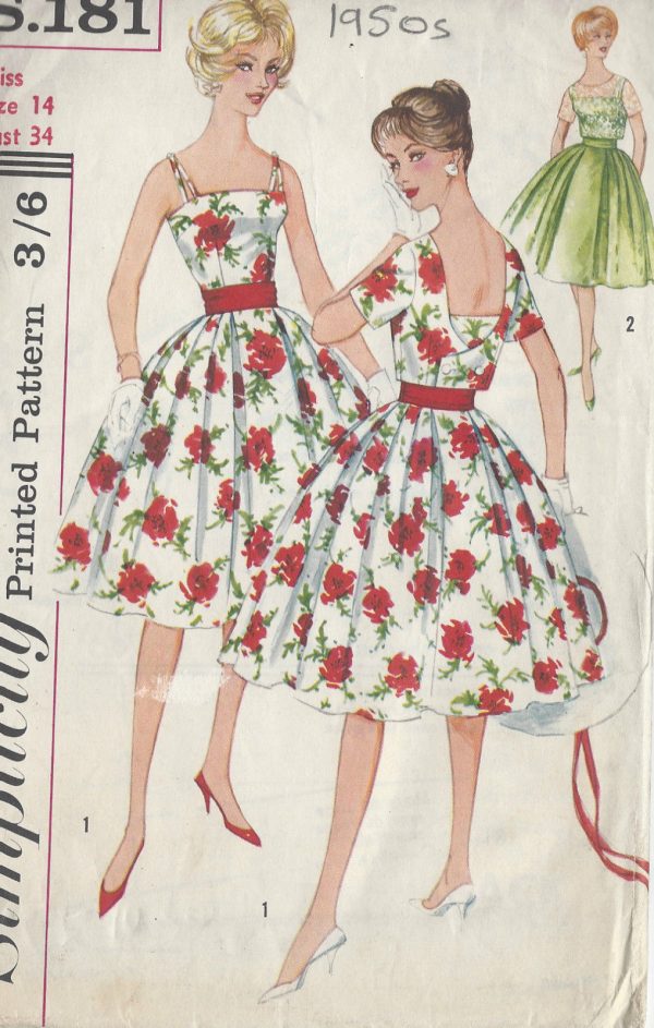 1950s-Vintage-Sewing-Pattern-B34-DRESS-JACKET-CUMMERBUND-R517-251151049148