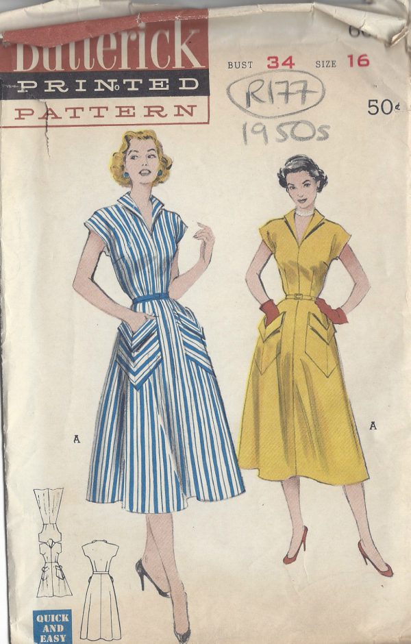 1950s-Vintage-Sewing-Pattern-B34-DRESS-R177-251163994338