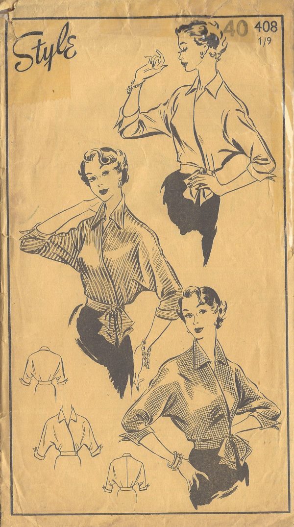 1950s-Vintage-Sewing-Pattern-B40-CROSS-OVER-BLOUSE-R870-261167008488