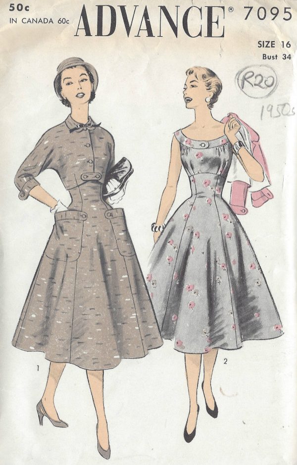 1950s-Vintage-Sewing-Pattern-DRESS-JACKET-B34-R20-251144918698