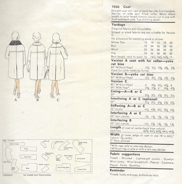 1950s-Vintage-VOGUE-Sewing-Pattern-B34-COAT-1333-BY-JEAN-DESSES-251677913618-2